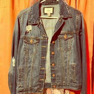 Distressed Blue Jean LS Jean Jacket
